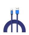 1m Micro USB Kabel, 2.4A - Blau, Ruby Series, Baumwollgeflecht, Schnellladung