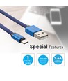 1m Micro USB Kabel, 2.4A - Blau, Ruby Series, Baumwollgeflecht, Schnellladung