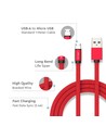 MicroUSB Kabel 1m Rot - Baumwollstoff, MicroUSB zu USB-A