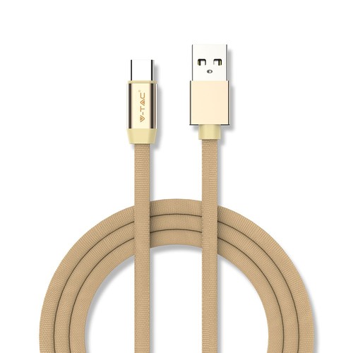 1m Type-C USB Kabel in Gold - Ruby Series, Baumwollgeflecht, USB-C auf USB-A