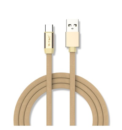 1m Type-C USB Kabel in Gold - Ruby Series, Baumwollgeflecht, USB-C auf USB-A