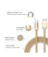 1m Type-C USB Kabel in Gold - Ruby Series, Baumwollgeflecht, USB-C auf USB-A