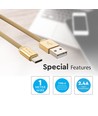 1m Type-C USB Kabel in Gold - Ruby Series, Baumwollgeflecht, USB-C auf USB-A
