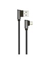 1m Micro USB Kabel L-Type, 2.4A - Black Diamond Series, schwarz, Baumwollgewebe