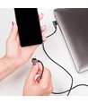 1m Micro USB Kabel L-Type, 2.4A - Black Diamond Series, schwarz, Baumwollgewebe