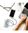 1m Micro USB Kabel L-Type, 2.4A - Black Diamond Series, schwarz, Baumwollgewebe
