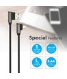 1m Micro USB Kabel L-Type, 2.4A - Black Diamond Series, schwarz, Baumwollgewebe