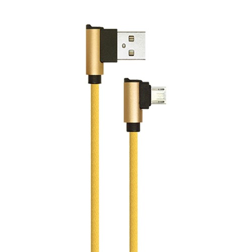 1m Micro USB Kabel L-Type, Gold - 2.4A, Diamond Series, Baumwollgewebe