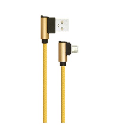 1m Micro USB Kabel L-Type, Gold - 2.4A, Diamond Series, Baumwollgewebe