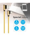 1m Micro USB Kabel L-Type, Gold - 2.4A, Diamond Series, Baumwollgewebe