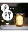 Solar-Luxus-Gartenlampe 4-in-1 - Schwarz, Flammeneffekt, 65 cm hoch