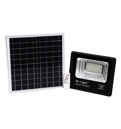20W Solar LED Fluter - 1650lm, IP65, 6000K, schwarz, inkl. Solarpanel und Fernbedienung