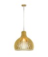 Ø35cm Holz Pendelleuchte mit Chrom-Details - E27 Fassung, rund, H45cm, dekorative Deckenleuchte