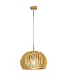E27 Holz Pendelleuchte, rund - Ø33cm, orientalisches Design, Holzschirm und Rosette, ohne Leuchtmittel
