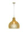 Ø45cm Holz Pendelleuchte - Kegelförmiges Design, Chrom-Details, E27 Fassung, ohne Leuchtmittel