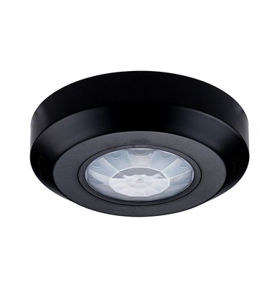 360° PIR Infrarot-Deckensensor - Schwarz, Aufputz, max. 200W LED, IP20, Reichweite 8m