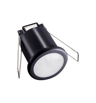 PIR Decken-Einbausensor Ø4cm, 360° - Schwarz, IP20, Erfassungsbereich bis 8m, Lochausschnitt: Ø4cm