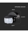 Infrarot-Bewegungsmelder - IP65 Außenbereich, schwarz, 180°/360° Erfassung, max. 600W LED