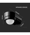 Sensor für Hausecke, schwarz, Bewegungssensor - verstellbar, Eckmontage, IP65 (max: 600W LED)