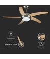 60W Deckenventilator - LED, Leuchtschild, RF-Steuerung, 5 Flügel, AC-Motor