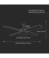 35W LED-Deckenventilator mit Lichtset - RF-Steuerung, 4 Flügel, DC-Motor