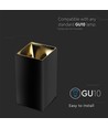 GU10 quadratischer Aufbaustrahler - Schwarz/Gold, IP20, 7,4 x 7,4 x 14cm
