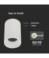 Weißer GU10 Aufbauspot - Ø70x107mm, Aluminium, IP20 Innenbereich, ohne Leuchtmittel