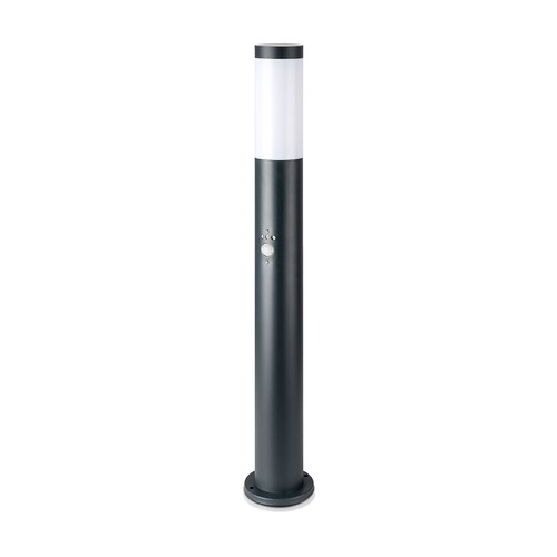 80cm Gartenlampe mit Sensor - Grau, Edelstahl, E27, Pollerleuchte, IP44 Außenbereich, PIR Bewegungsmelder