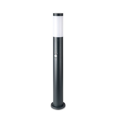 80cm Gartenlampe mit Sensor - Grau, Edelstahl, E27, Pollerleuchte, IP44 Außenbereich, PIR Bewegungsmelder
