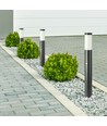 80cm Gartenlampe mit Sensor - Grau, Edelstahl, E27, Pollerleuchte, IP44 Außenbereich, PIR Bewegungsmelder