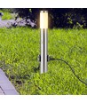 60cm E27 Gartenleuchte mit Sensor und 2 Steckdosen - IP44, Edelstahl