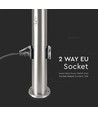 60cm E27 Gartenleuchte mit Sensor und 2 Steckdosen - IP44, Edelstahl