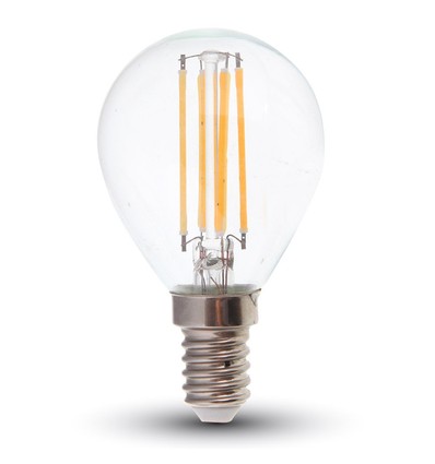 E14 6W LED Tropfenlampe - P45, Filament, Klarglas