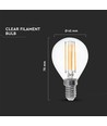 E14 6W LED Tropfenlampe - P45, Filament, Klarglas