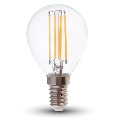 E14 6W LED Tropfenlampe - P45, Filament, Klarglas, 130lm/W, warmweiß, ersetzt 60W