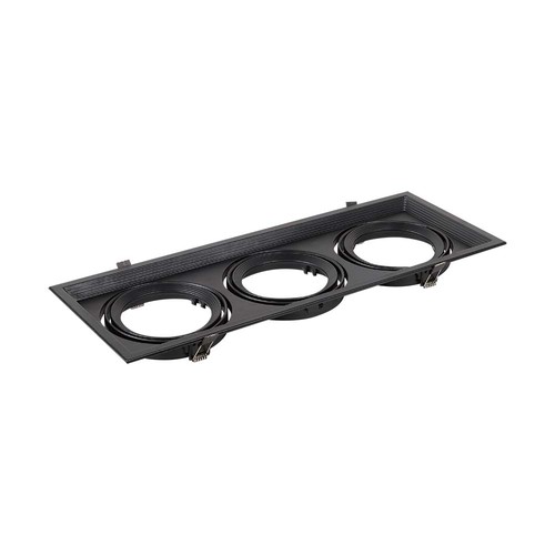 3-flammig AR111 Einbaustrahler - Schwarz, Aluminium, 47,5x17,4 cm, ohne Leuchtmittel
