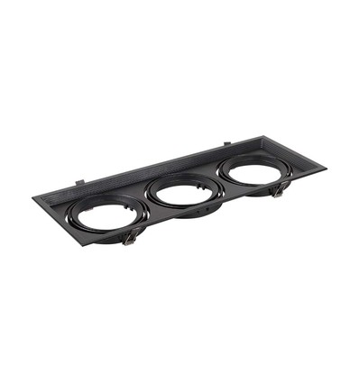 3-flammig AR111 Einbaustrahler - Schwarz, Aluminium, 47,5x17,4 cm, ohne Leuchtmittel