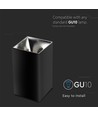 GU10 quadratischer Aufbaustrahler - Schwarz/Chrom, Aluminium, IP20, ohne Leuchtmittel