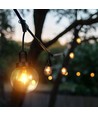 3m LED Lichterkette mit 6 Birnen - Ø15cm Birnen, E27 Fassung, IP65 Außenbereich, mattschwarz, kopplungsfähig