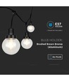 3m LED Lichterkette mit 6 Birnen - Ø15cm Birnen, E27 Fassung, IP65 Außenbereich, mattschwarz, kopplungsfähig