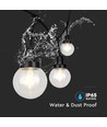 3m LED Lichterkette mit 6 Birnen - Ø15cm Birnen, E27 Fassung, IP65 Außenbereich, mattschwarz, kopplungsfähig