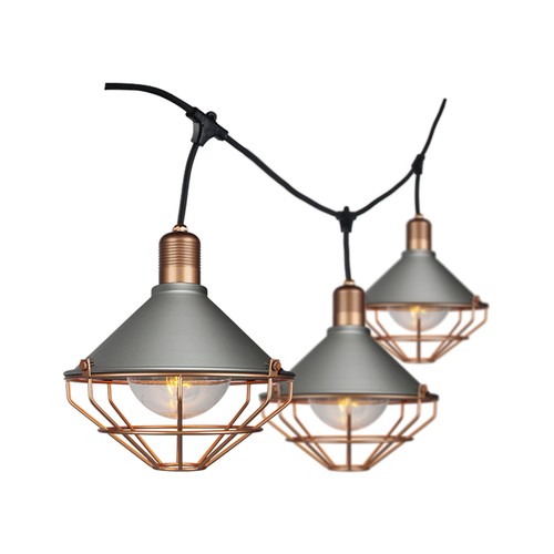 3m LED Lichterkette mit 6x E27 Fassungen - Roségold, IP65, kopplungsfähig, innen / außen
