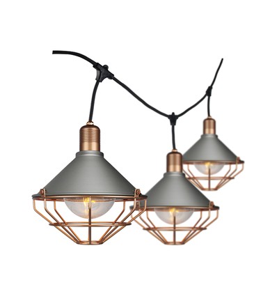 3m LED Lichterkette mit 6x E27 Fassungen - Roségold, IP65, kopplungsfähig, innen / außen