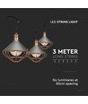 3m LED Lichterkette mit 6x E27 Fassungen - Roségold, IP65, kopplungsfähig, innen / außen