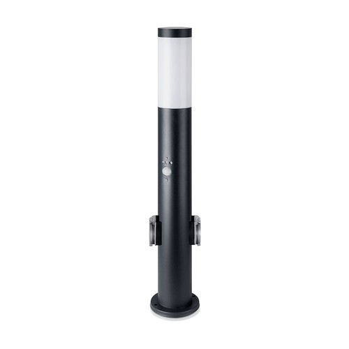 Pollerleuchte - 60 cm, PIR-Sensor, Fassung, Edelstahl, IP44, Schwarz