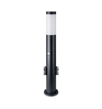 Pollerleuchte - 60 cm, PIR-Sensor, Fassung, Edelstahl, IP44, Schwarz