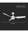 65W Deckenventilator - Weiß mit RF-Steuerung, 3 weiße Flügel, AC-Motor (52 Zoll)