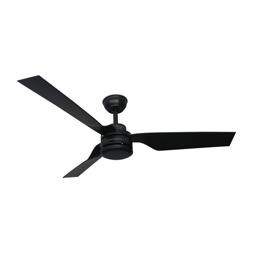 65W Deckenventilator - schwarz, RF-Steuerung, 3 schwarze Flügel, AC-Motor, 52 Zoll