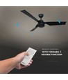 65W Deckenventilator - schwarz, RF-Steuerung, 3 schwarze Flügel, AC-Motor, 52 Zoll