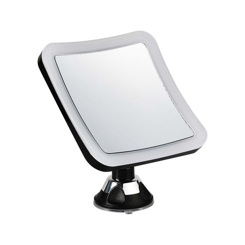 3,2W LED Spiegel mit 10x Vergrößerung - Batteriebetrieben, 360° Rotation, IP44, schwarz, Saugnapf, kaltweiß